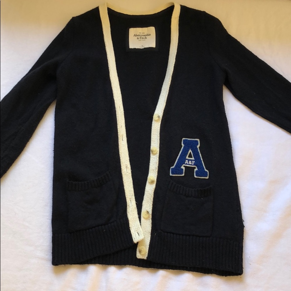 Abercrombie and Fitch navy letter cardigan M